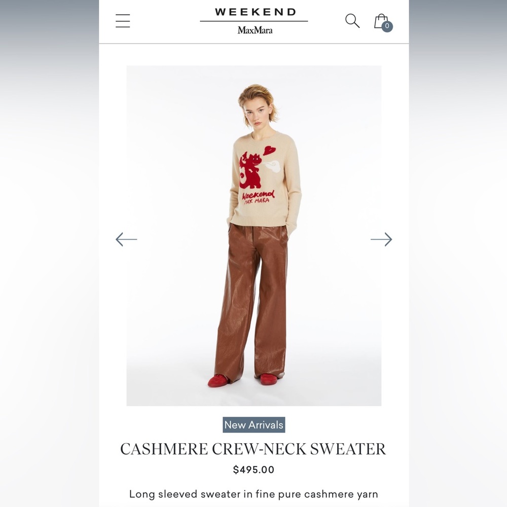 SOLD OUT! NWT WEEKEND MAX MARA ‘ADELCHI’EAR OF DRAGON CASHMERE CREW-NECK SWEATER - Picture 4 of 10